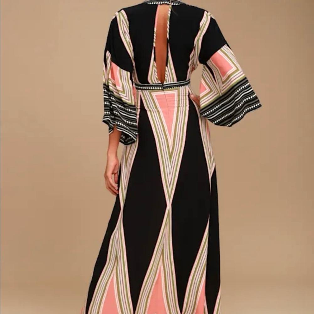 Lulu's Black and Pink Geometric Maxi Dress - Picture 2 of 5